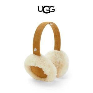 UGG Real Fur Shearling Suede Leather Earmuffs in Chestnut Tan NWT